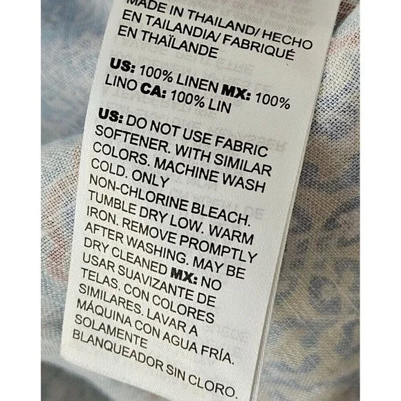 Chico's No Iron 100% Linen Button Up Top Sz 2 (12) Pastel Patchwork Bohemian - Picture 6 of 7